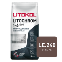 Цветная цементная затирка LITOCHROM 1-6 EVO/ЛИТОХРОМ 1-6 ЭВО LE.240 венге 5 кг