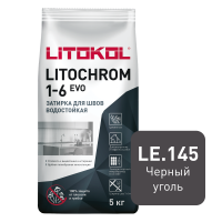 Цветная цементная затирка LITOCHROM 1-6 EVO/ЛИТОХРОМ 1-6 ЭВО LE.145 черный уголь 5 кг