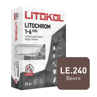 Цветная цементная затирка LITOCHROM 1-6 EVO/ЛИТОХРОМ 1-6 ЭВО LE.240 венге 25 кг