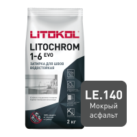 Цветная цементная затирка LITOCHROM 1-6 EVO/ЛИТОХРОМ 1-6 ЭВО LE.140 мокрый асфальт, 2 кг